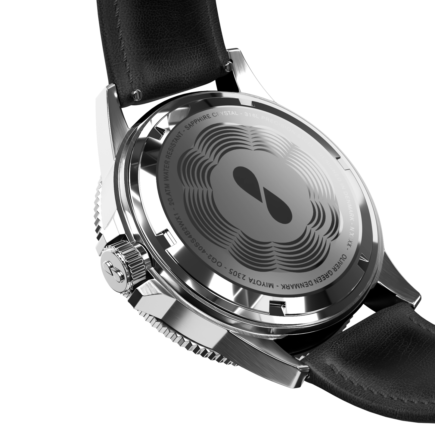 Mare 36 mm Negro Cuero Negro - Oliver Green