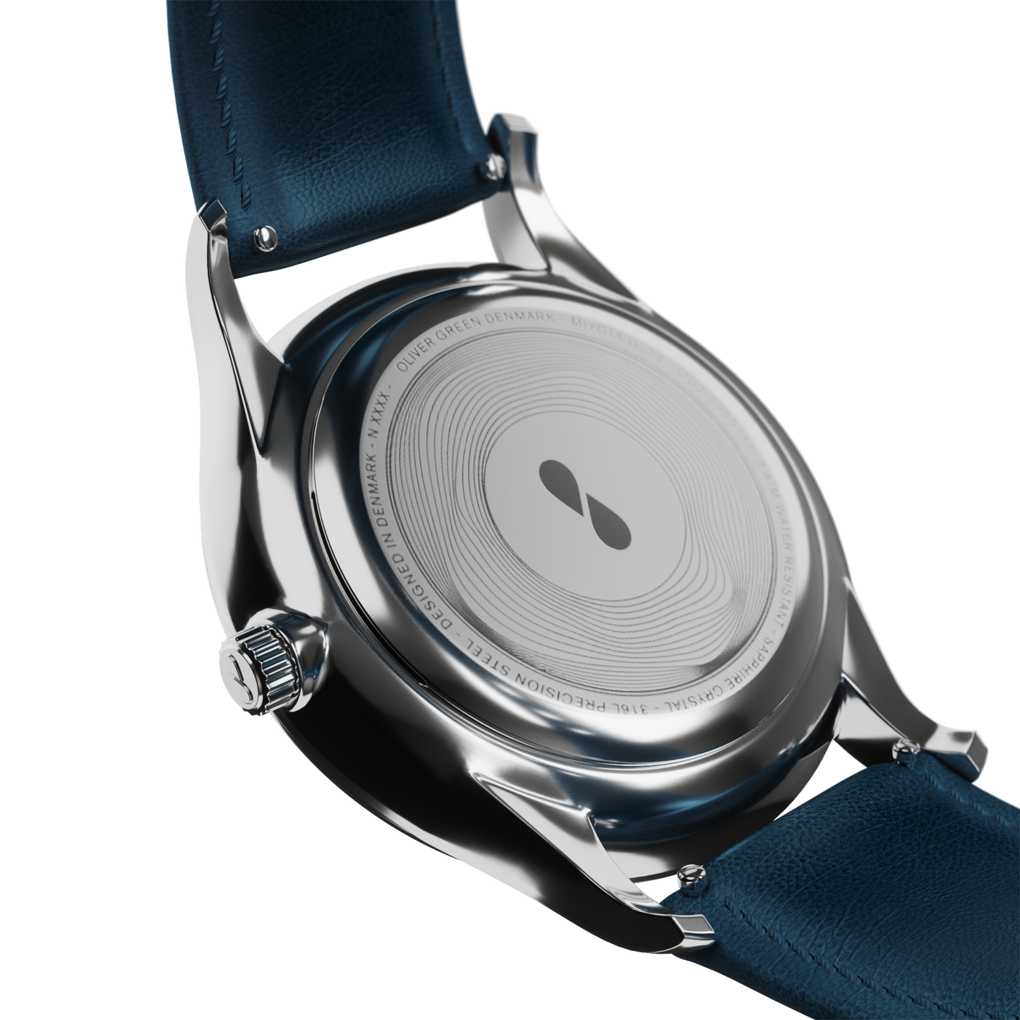 Caeli 39mm Blanco Cuero Azul - Oliver Green