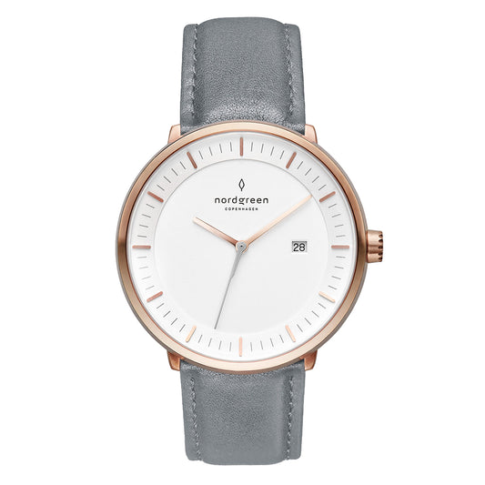 Philosopher Cuero Gris Oro Rosa 36mm  - Nordgreen