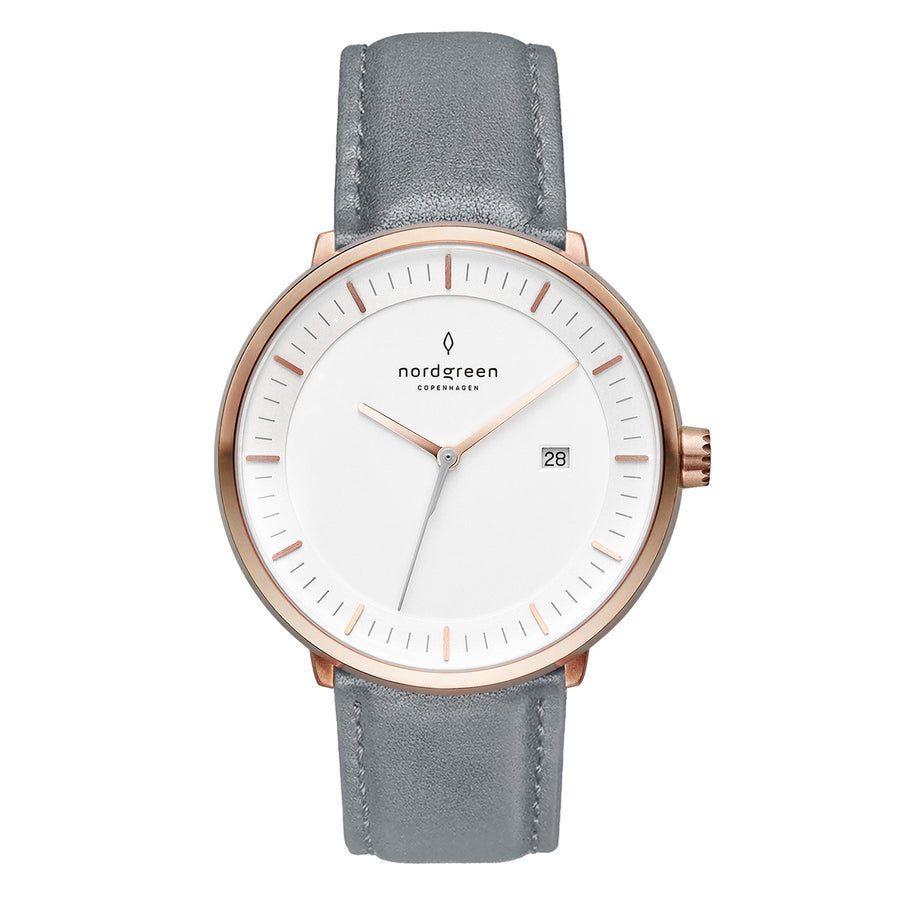Philosopher Cuero Gris Oro Rosa 36mm  - Nordgreen