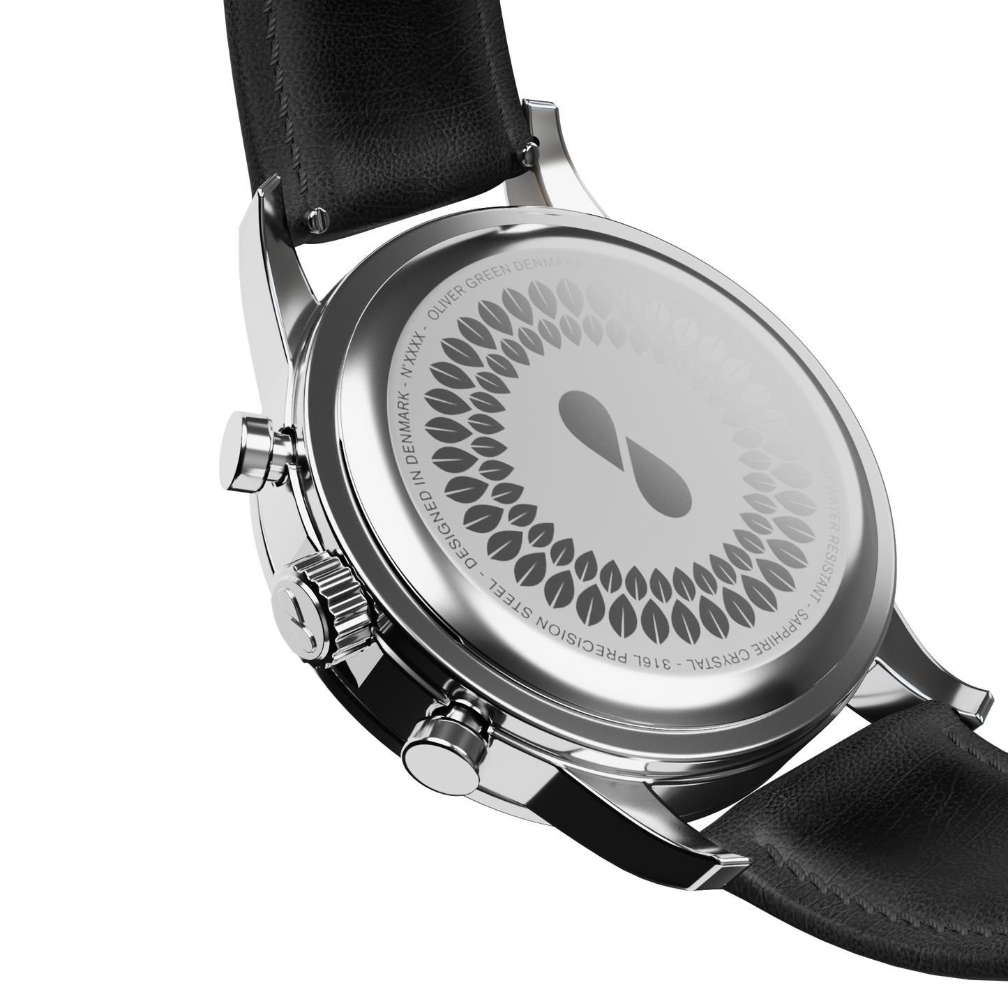 Arbor 36 mm Blanco Cuero Negro - Oliver Green