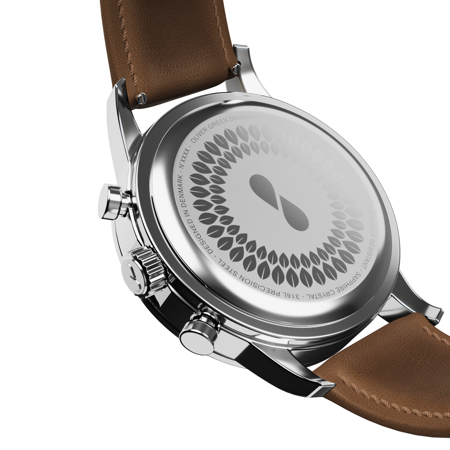 Arbor 36 mm Blanco Cuero Marrón - Oliver Green