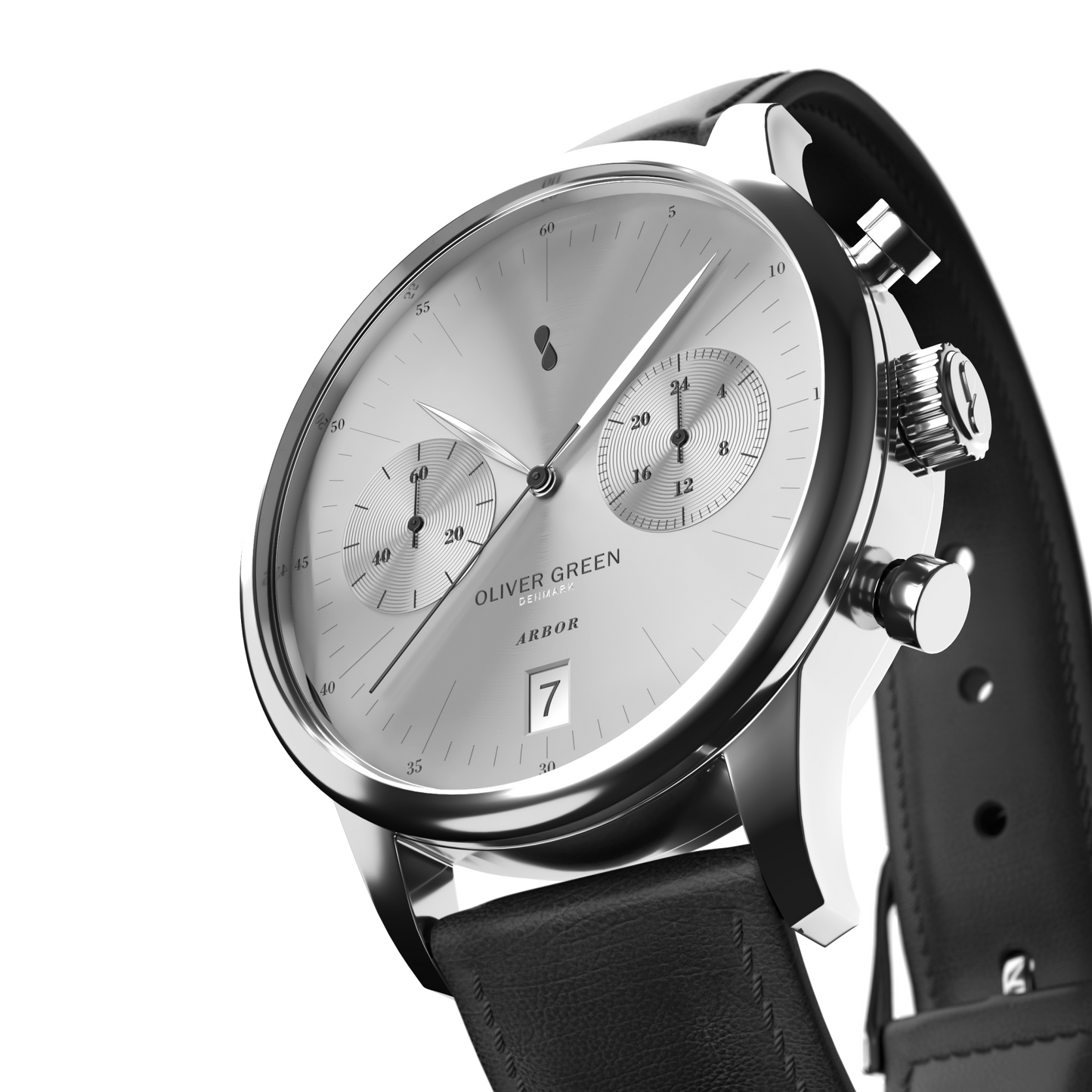 Arbor 36 mm Blanco Cuero Negro - Oliver Green