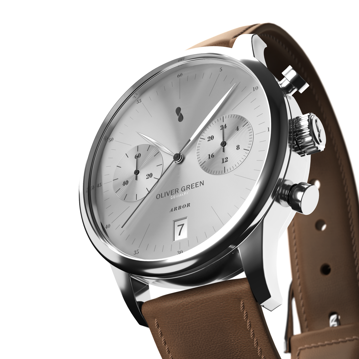 Arbor 36 mm Blanco Cuero Marrón - Oliver Green