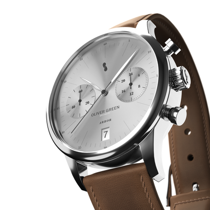 Arbor 36 mm Blanco Cuero Marrón - Oliver Green