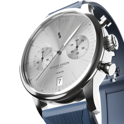 Arbor 41 mm Blanco Silicona Azul - Oliver Green