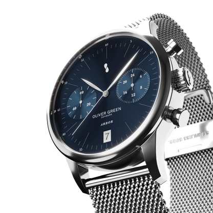 Arbor 36 mm Azul Malla Milanesa - Oliver Green