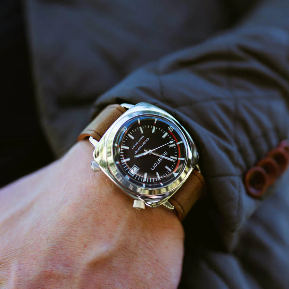 Clubmaster Diver Acero Pulido - Café fondo azul