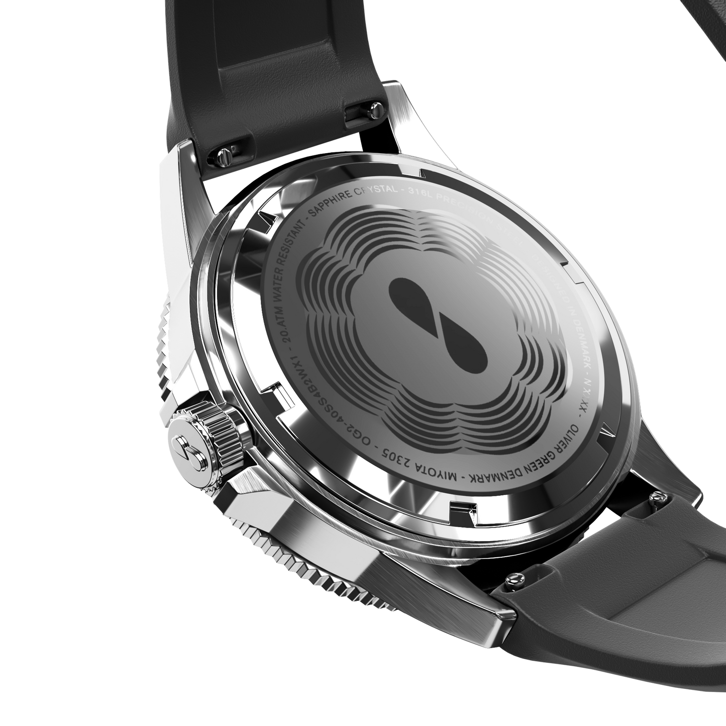 Mare 40 mm Negro Silicona Negra- Oliver Green