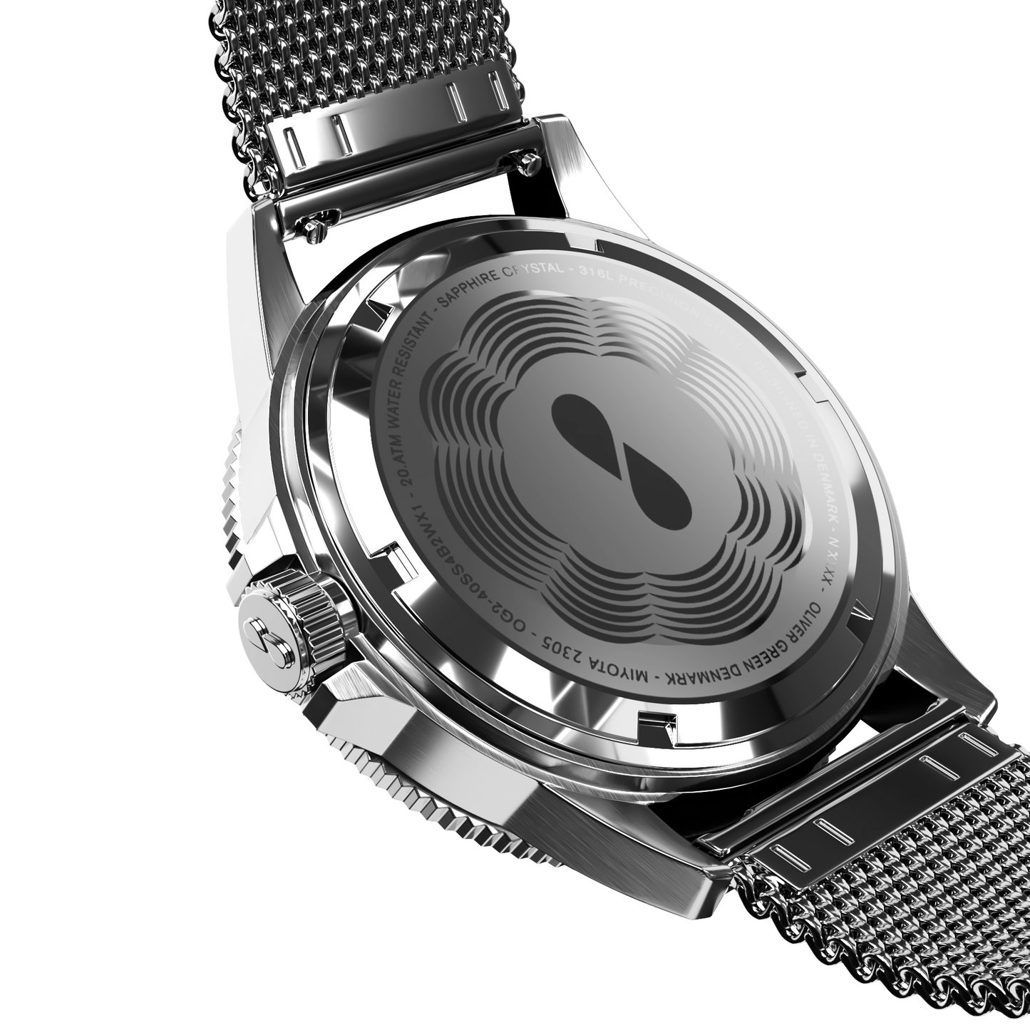 Mare 36 mm Negro Malla Milanesa - Oliver Green