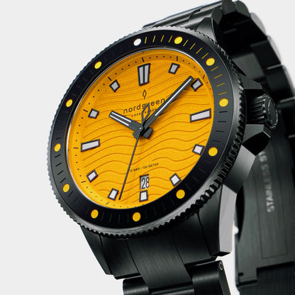 Waves 40mm Full Negro Fondo Amarillo - Nordgreen
