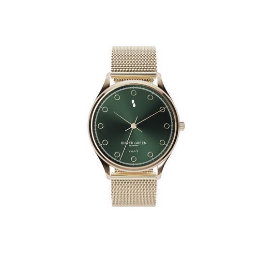 Caeli 32 mm Verde Malla Milanesa Dorada - Oliver Green