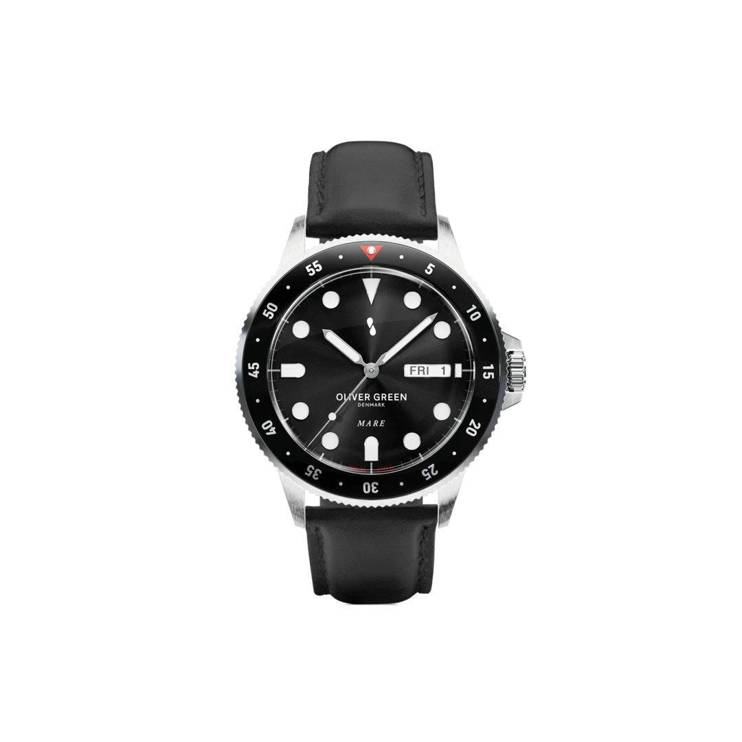 Mare 40 mm Negro Cuero Negro - Oliver Green