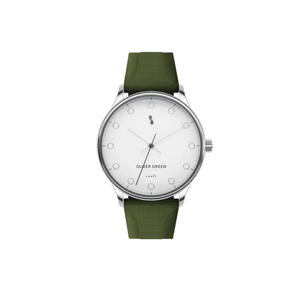 Caeli 39mm Blanco Silicona Verde - Oliver Green