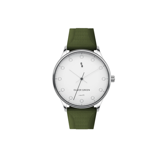 Caeli 39mm Blanco Silicona Verde - Oliver Green
