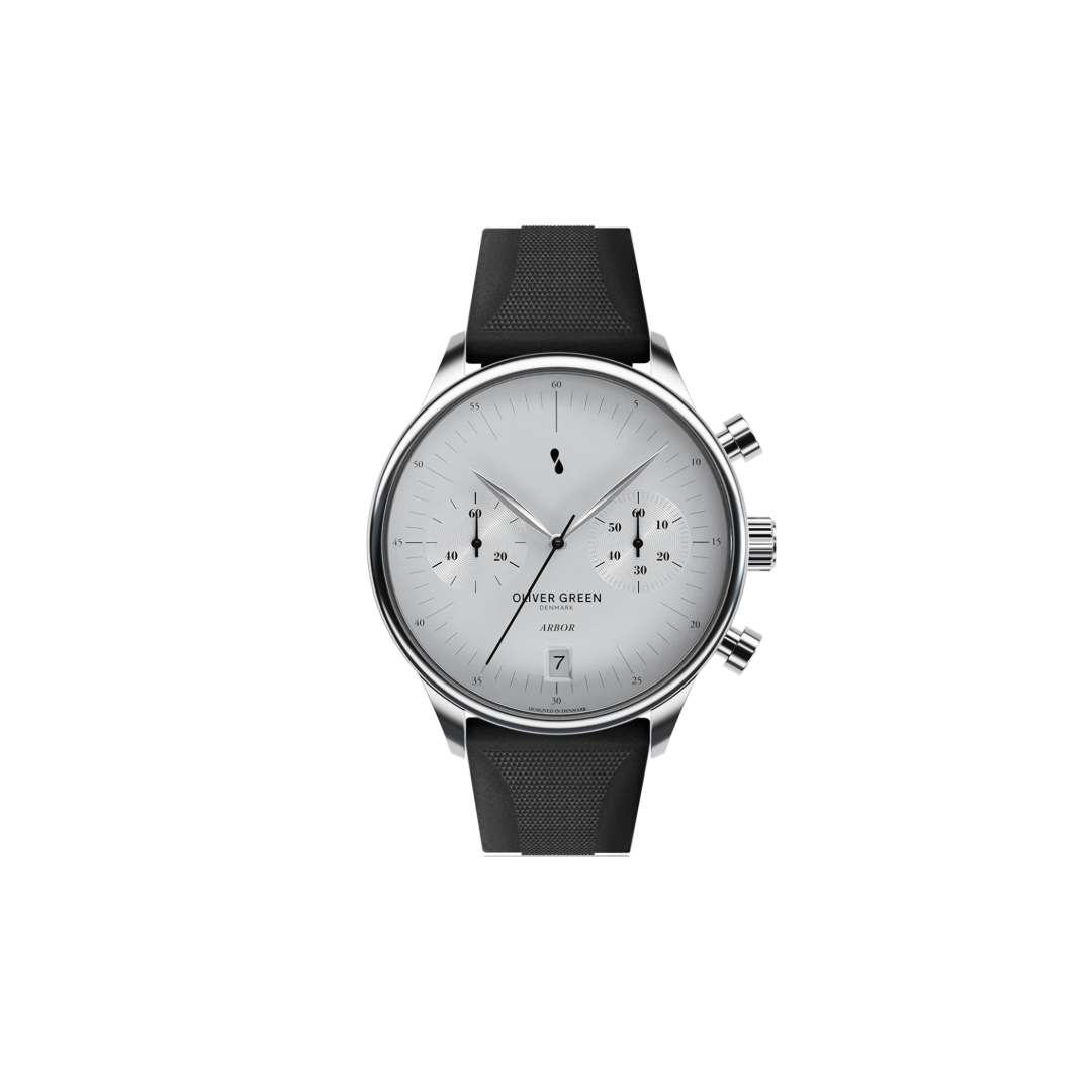 Arbor 41 mm Blanco Silicona Negra - Oliver Green