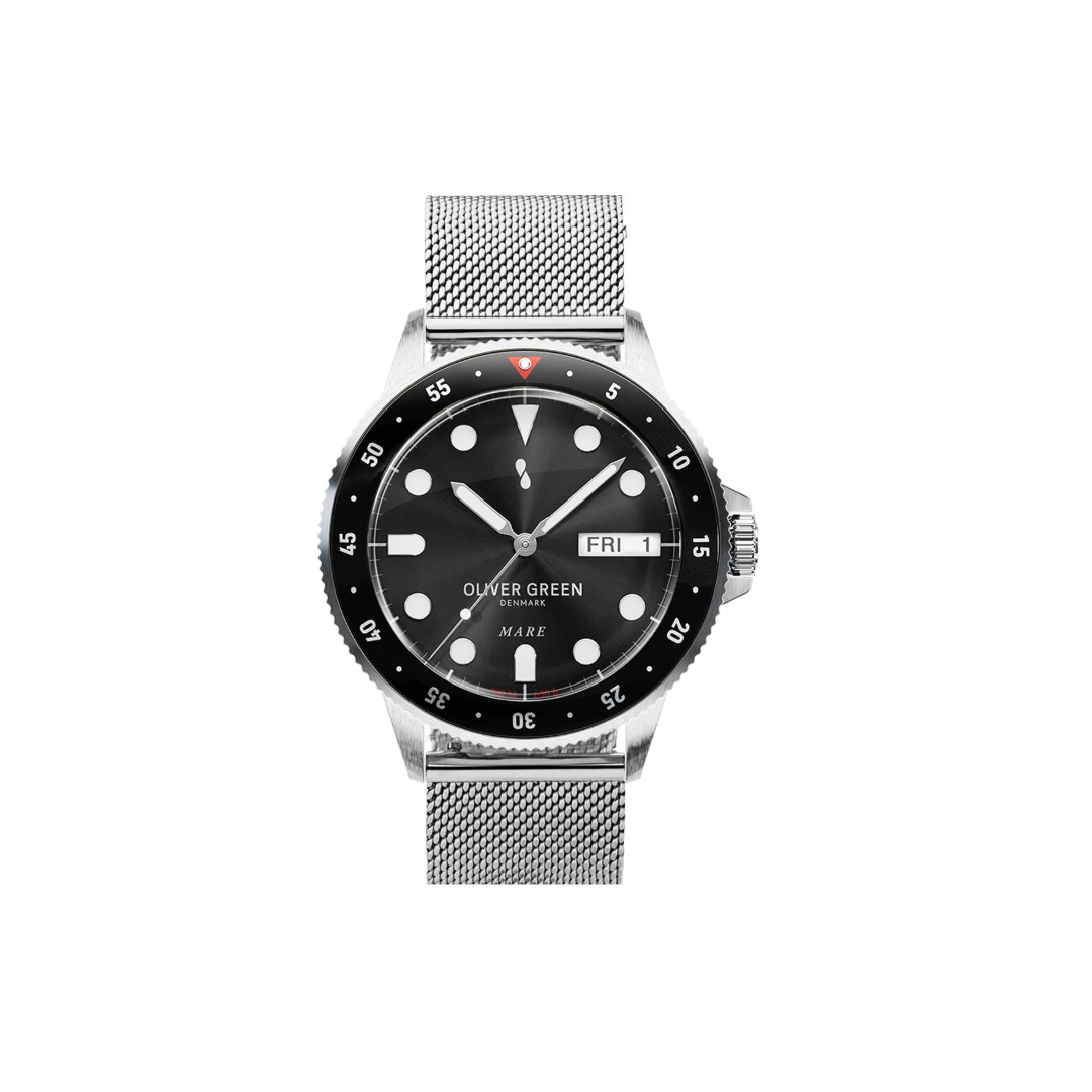 Mare 36 mm Negro Malla Milanesa - Oliver Green