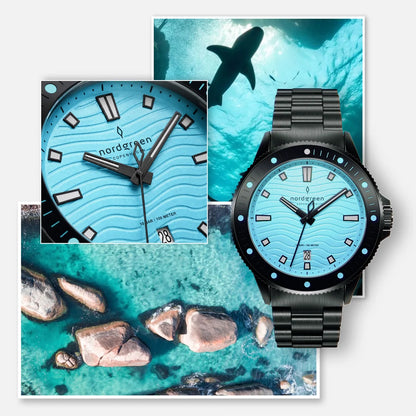 Waves 40mm Full Negro Fondo Turquesa - Nordgreen