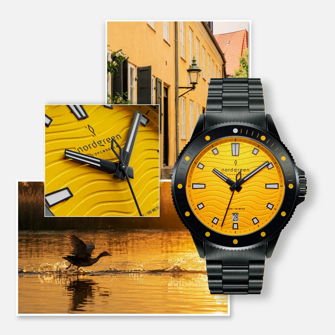Waves 40mm Full Negro Fondo Amarillo - Nordgreen