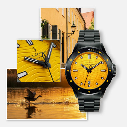 Waves 40mm Full Negro Fondo Amarillo - Nordgreen