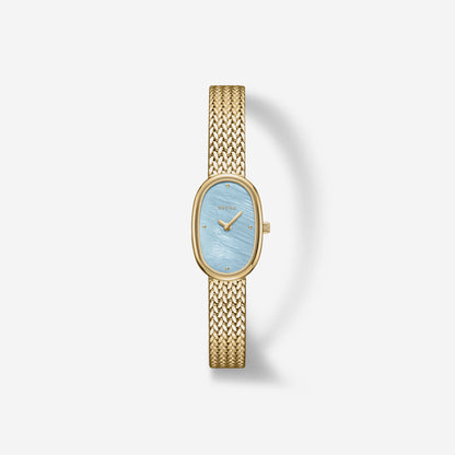 MINI JANE AZUL MALLA DORADA BREDA