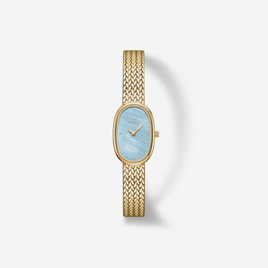 MINI JANE AZUL MALLA DORADA BREDA