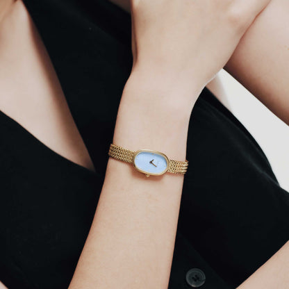 MINI JANE AZUL MALLA DORADA BREDA