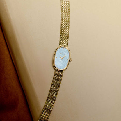 MINI JANE AZUL MALLA DORADA BREDA