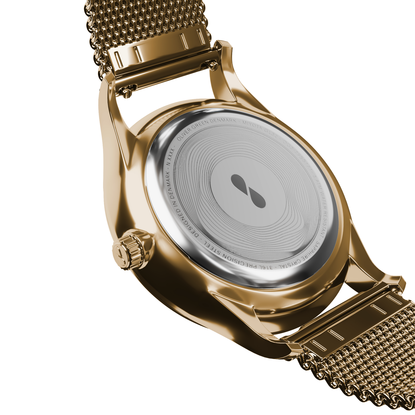 Caeli 32 mm Verde Malla Milanesa Dorada - Oliver Green