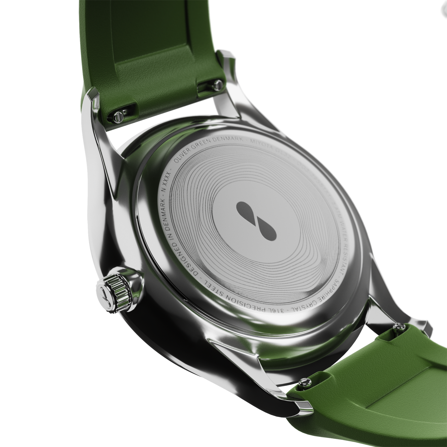 Caeli 39mm Blanco Silicona Verde - Oliver Green