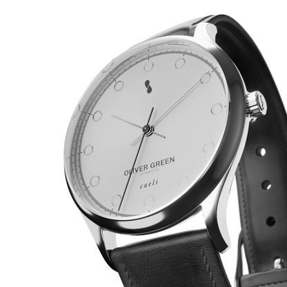 Caeli 39mm Blanco Cuero Negro - Oliver Green