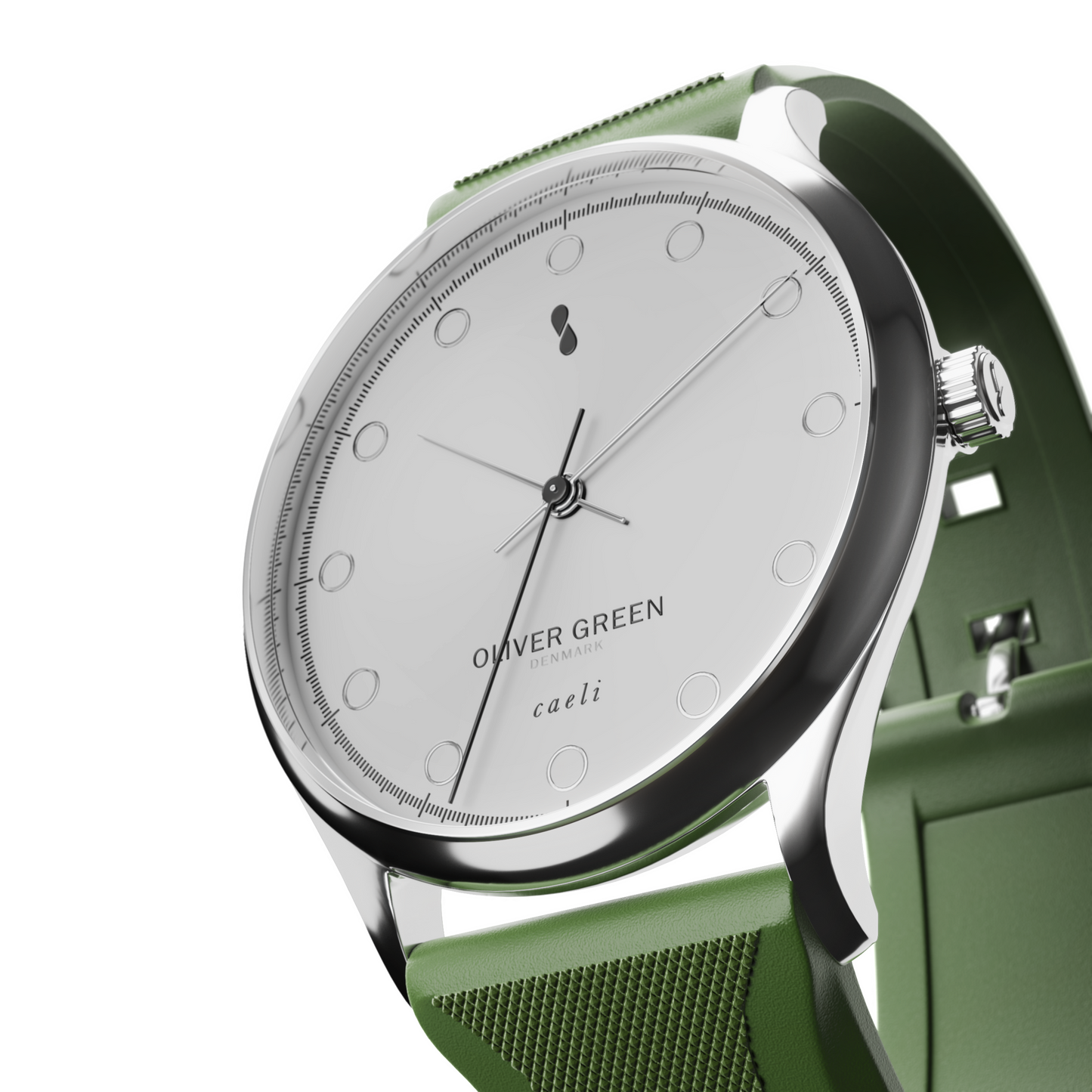 Caeli 39mm Blanco Silicona Verde - Oliver Green
