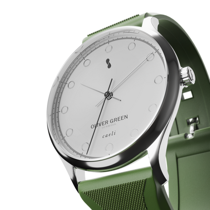 Caeli 39mm Blanco Silicona Verde - Oliver Green