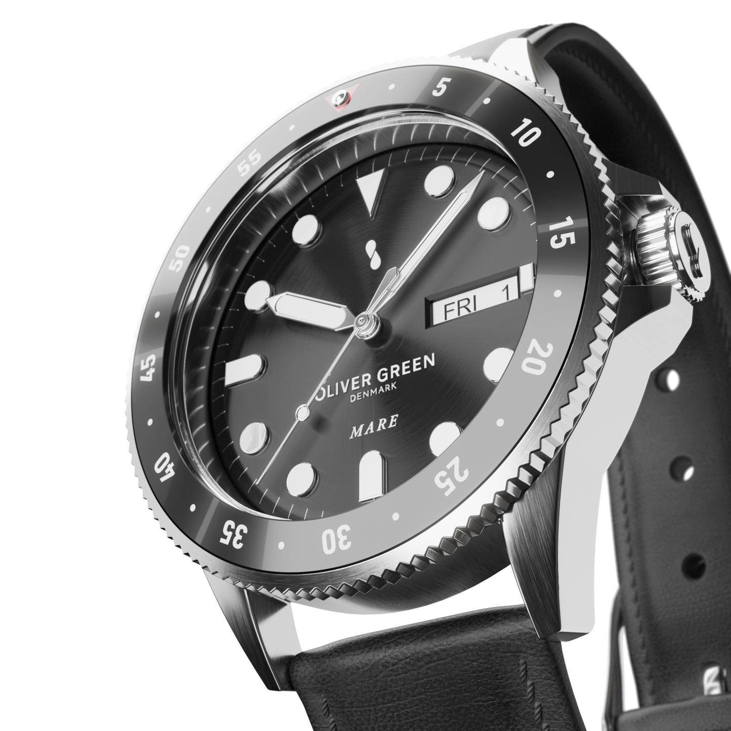 Mare 40 mm Negro Cuero Negro - Oliver Green