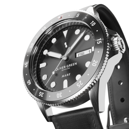 Mare 40 mm Negro Cuero Negro - Oliver Green