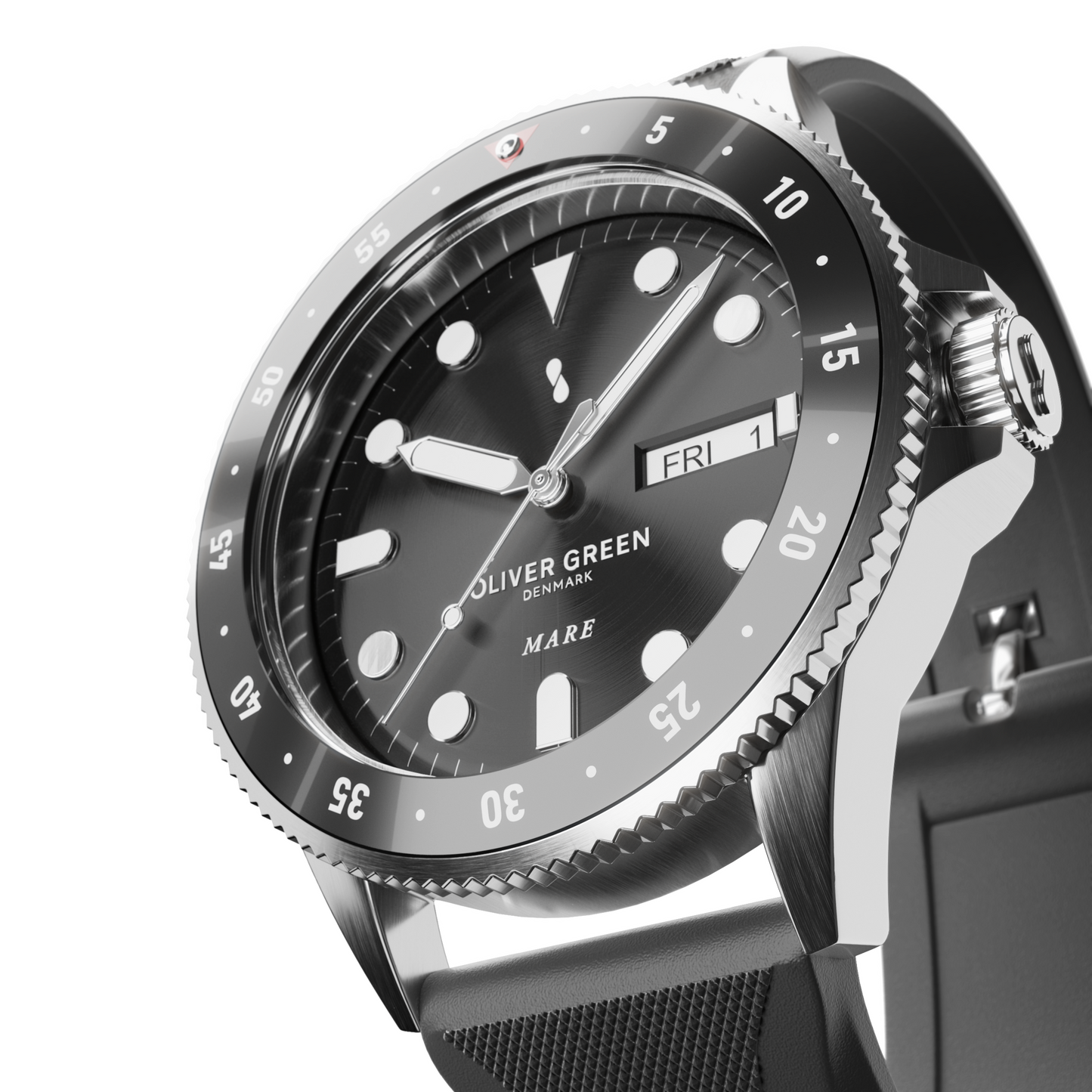 Mare 40 mm Negro Silicona Negra- Oliver Green