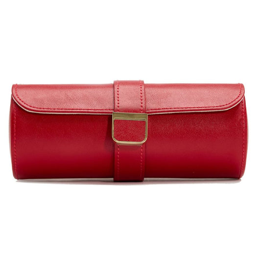 Palermo Red Double Watch Roll with Jewelry Pouch