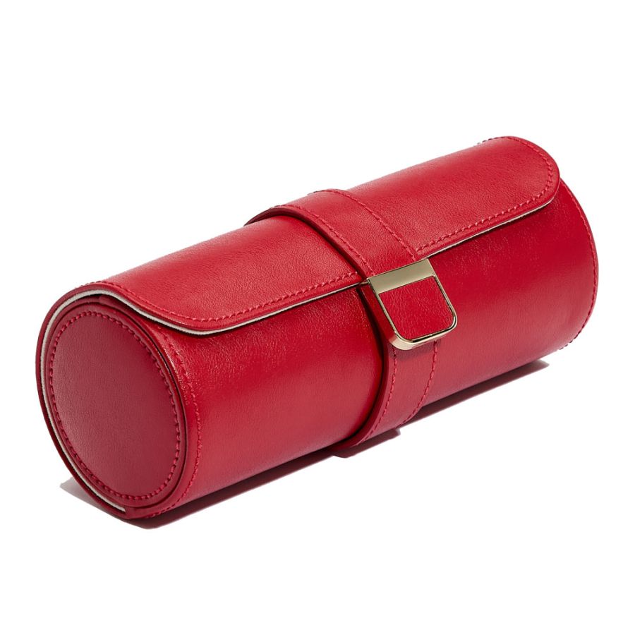 Palermo Red Double Watch Roll with Jewelry Pouch