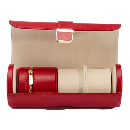 Palermo Red Double Watch Roll with Jewelry Pouch