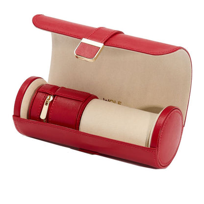 Palermo Red Double Watch Roll with Jewelry Pouch