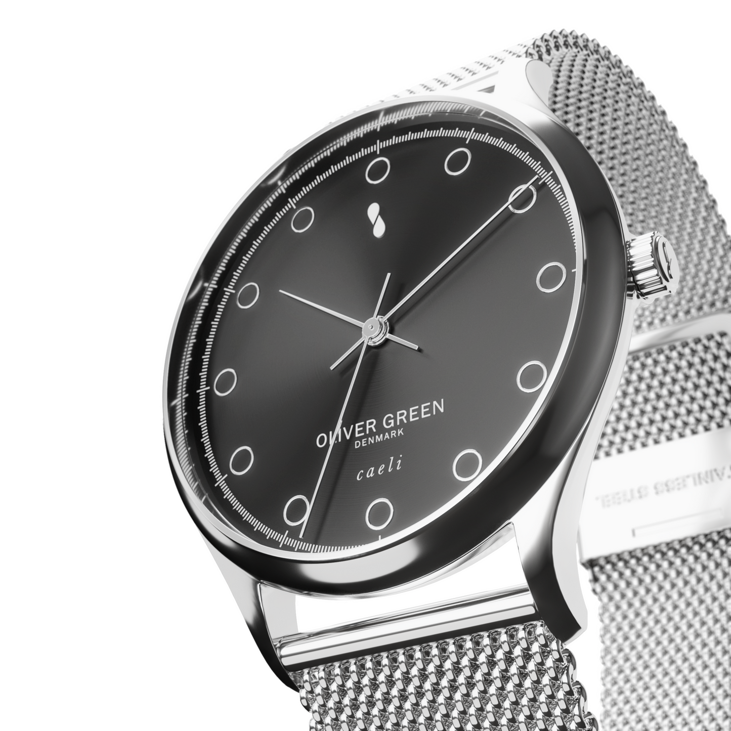 Caeli 32 mm Negro Malla Milanesa - Oliver Green