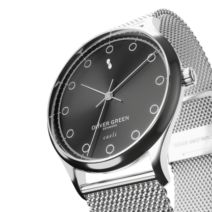 Caeli 32 mm Negro Malla Milanesa - Oliver Green