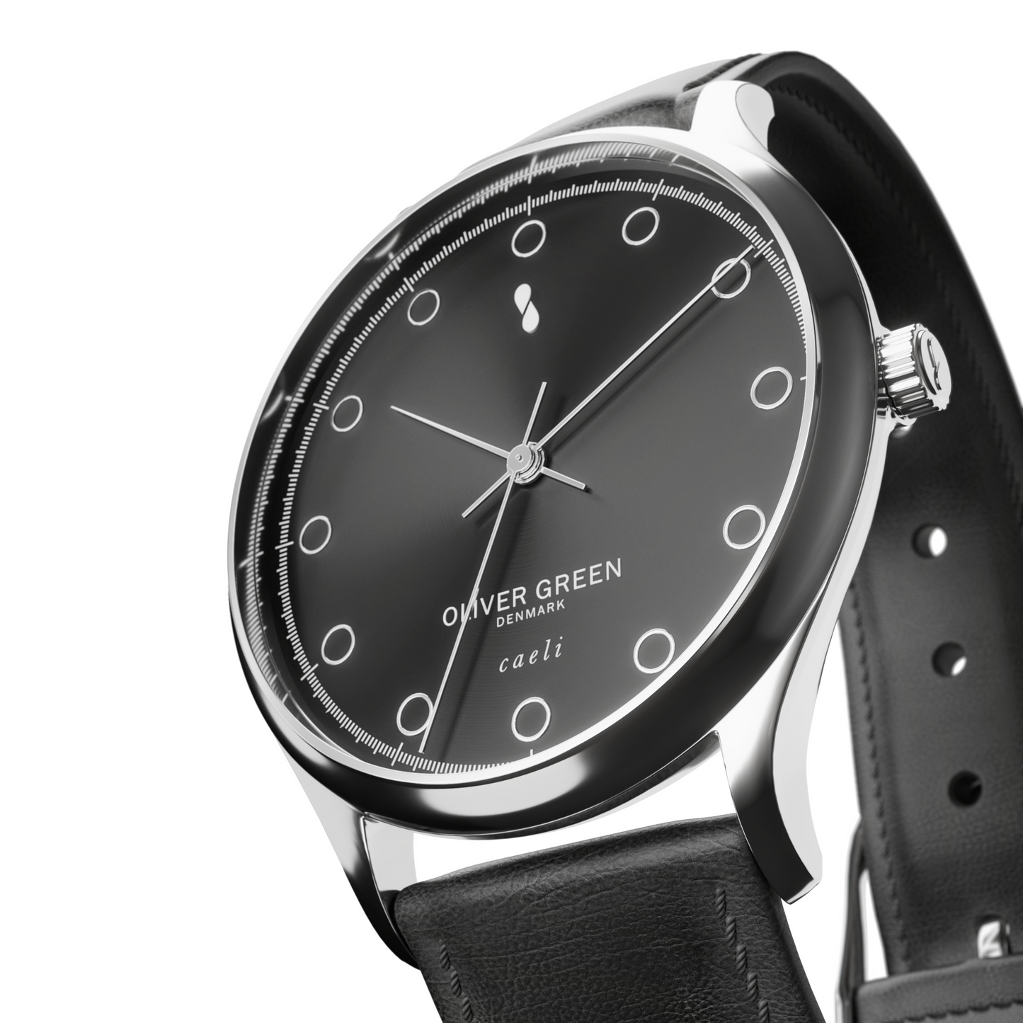 Caeli 32 mm Negro Cuero - Oliver Green